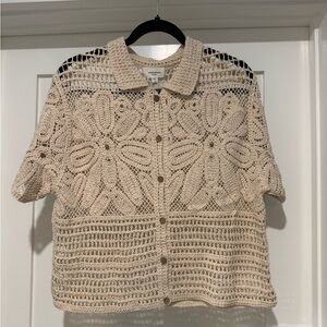 ✨ ANNIEWEAR Los Angeles Crochet Button-Up Top S/M✨ NWT